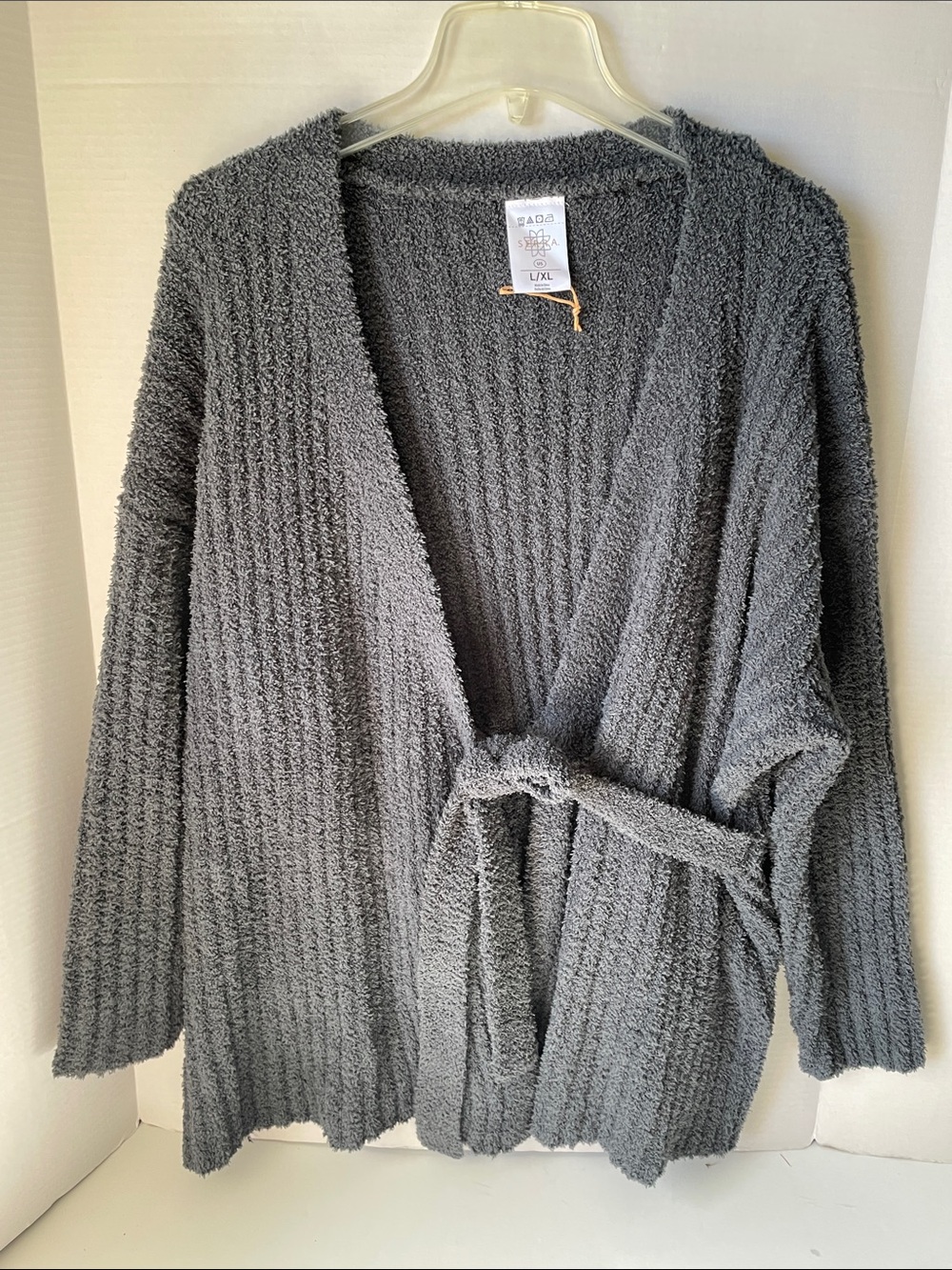 Serra Women's Size Large / X Large  Plush Open-Front Cardigan Sweater - Gray